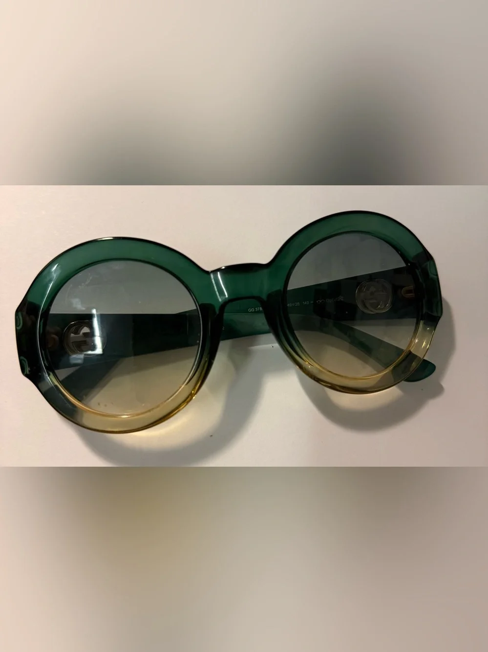 Gucci Green and Gold Round Gradient Women’s Sunglasses